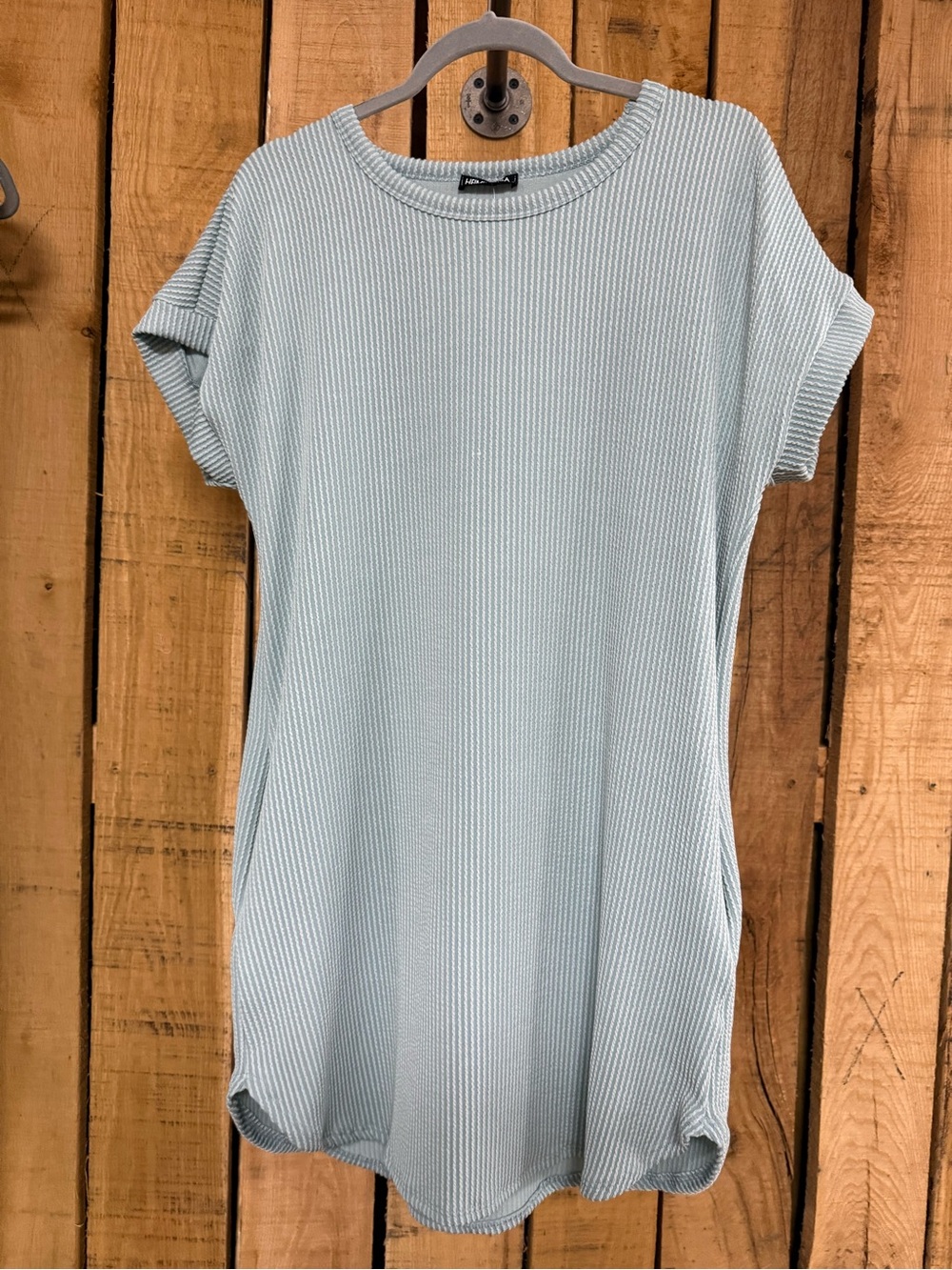 Zenana Outfitters Light Blue Ribbed Short Sleeve Tunic
